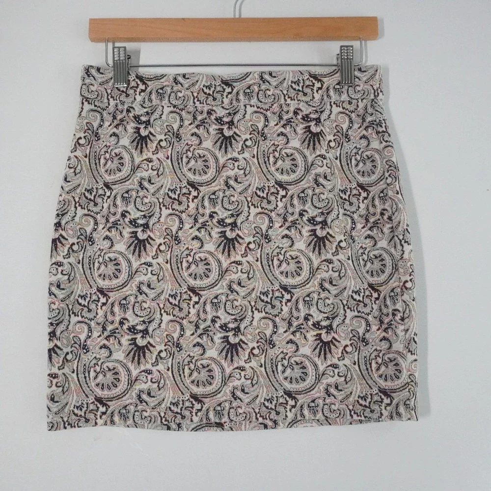 Free People M Paisley Print Stretch Mini Skirt Casual Everyday Skater Style Boho